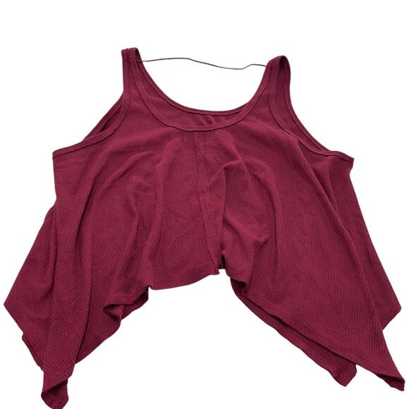 Free People Tank Top Womens Medium Red Sing La La Boho Cropped Festival Oversize - Picture 4 of 10